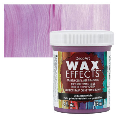 DecoArt Wax Effects Acrylic Paint - Quinacridone Violet, 4 oz Jar with swatch