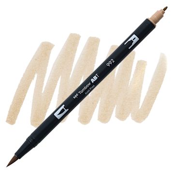 Open in modal - Tombow Dual Brush Pen - Sand Brown pen and swatch
