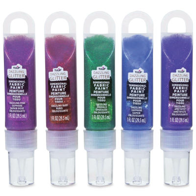 Tulip Dimensional Fabric Paint Set - Jewels, Dazzling Glitter, Set of 5 (Out of packaging)