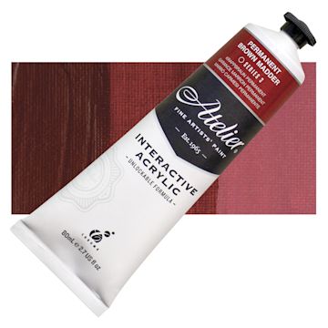 Open in modal - Chroma Atelier Interactive Artists' Acrylic - Permanent Brown Madder, 80 ml tube and swatch
