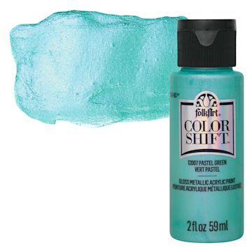 Open in modal - FolkArt Color Shift Paint - Green Pastel, 2 oz, bottle with swatch