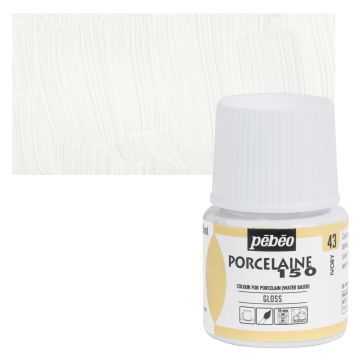 Pebeo Porcelaine 150 Paint - Ivory, Opaque, 45 ml bottle and swatch