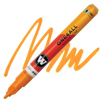 Open in modal - Molotow One4All Acrylic Marker - 2 mm Tip, Light Orange, Bullet Tip, swatch and marker