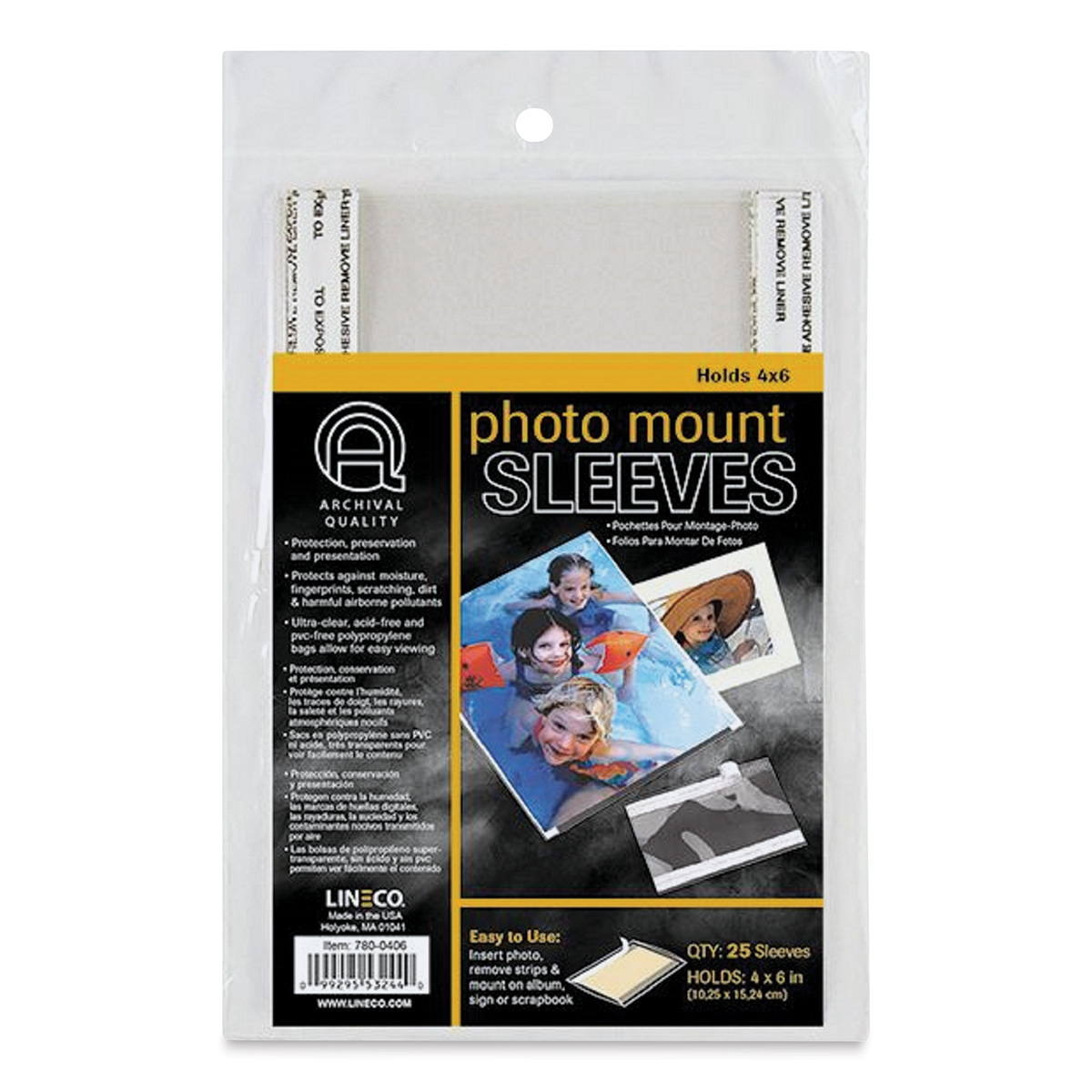 Lineco Photo Mounting Sleeves 4 in. x 6 in. Pack of 25