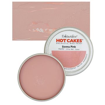 Open in modal - Enkaustikos Hot Cakes Encaustic Wax Paint - Sienna Pink, 45 ml tin and swatch