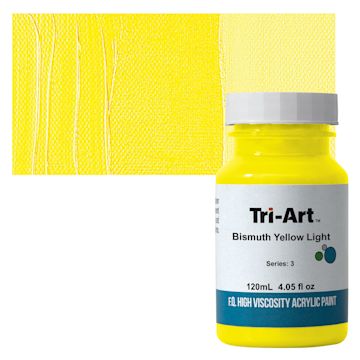 Open in modal - Tri-Art High Viscosity Artist Acrylic - Bismuth Yellow Light, 120 ml jar and swatch
