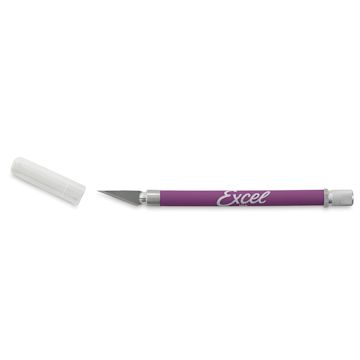 Open in modal - Excel Blades K18 Cushion Grip Knife - Purple Knife shown horizontally and uncapped