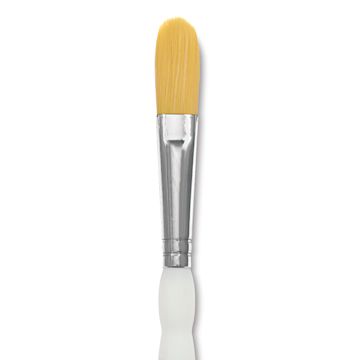 Open in modal - Royal & Langnickel Soft Grip Golden Taklon Brush - Oval Wash, Short Handle, Size 1/2", close-up