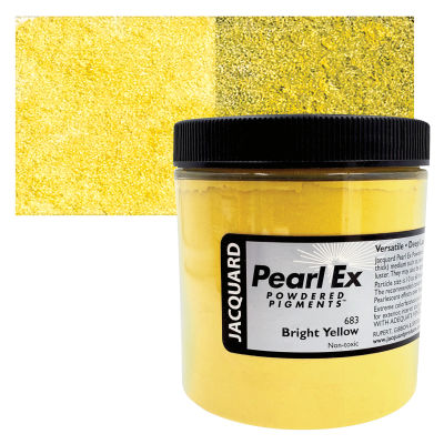 Jacquard Pearl-Ex Pigment - 4 oz, Bright Yellow, Jar with Swatch