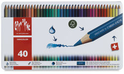 Caran d'Ache Fancolor Watercolor Pencil Sets - Front of 40 pc package showing pencils