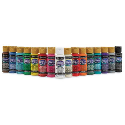 8 Oz Americana Acrylic Paints Yellow, Red, Blue, White, Black, Green, Pink  and Lavender 