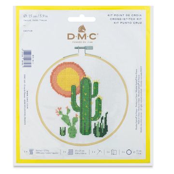 Open in modal - DMC Stitch Kit - Front view of Cactus design package