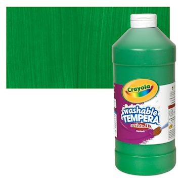 Open in modal - Crayola Artista II Liquid Washable Tempera - Green, 32 oz bottle and swatch