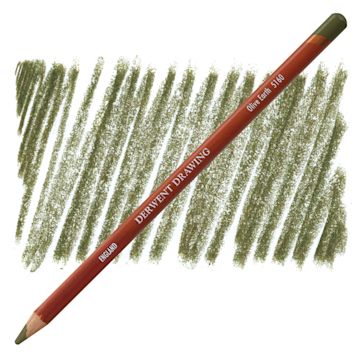 Open in modal - Derwent Drawing Pencil - Olive Earth pencil and swatch