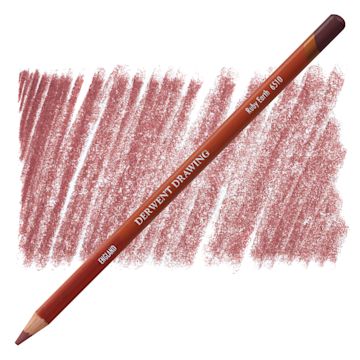Open in modal - Derwent Drawing Pencil - Ruby Earth pencil and swatch