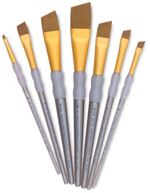 Royal & Langnickel Crafters' Choice - Brown Taklon Angle Brushes, Set of 7