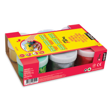 Pebeo Tactilcolor Finger Paint Set - Angled top view of 6 pc package