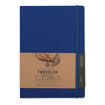 Open in modal - Pentalic Recycled Traveler's Sketchbook - 8-1/4" x 5-7/8", Royal Blue