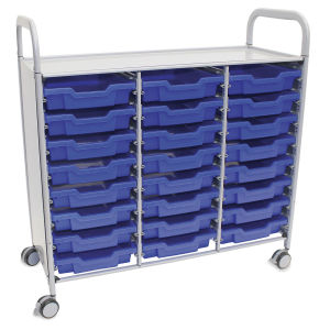 Gratnells Callero Plus Cart - Treble Cart, 24 Shallow F1 Trays, Royal Blue