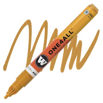 Open in modal - Molotow One4All Acrylic Marker - 2 mm Tip, Ochre Brown Light, Bullet Tip marker and swatch