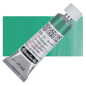 Open in modal - Schmincke Horadam Aquarell Artist Watercolor - Phthalo Green, 15 ml tube and swatch