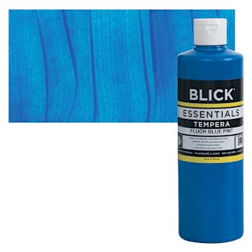 Open in modal - Blick Essentials Tempera - Fluorescent Blue, Pint and swatch