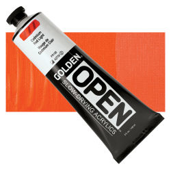 Golden Open Acrylics - Cadmium Red Light, 5 oz Tube with Swatch