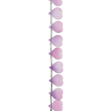 Open in modal - John Bead Crystal Lane DIY Glass Garden Bead Single Strand - Heart Petals, Purple and Pink