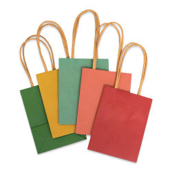 American Crafts Fancy That Kraft Bags - Brights, Mini, Package of 5, 5"H x 3-7/8"W x 2"D (Bags flat, Assorted colors)