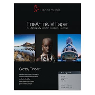 Open in modal - Hahnemühle Photo Rag Gloss Baryta FineArt Inkjet Paper - 8-1/2" x 11", Pkg of 25, front of packaging