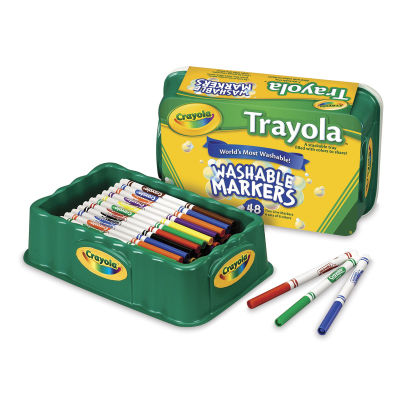 Crayola Trayola Washable Markers - Stackable storage tray holding markers in front of package
