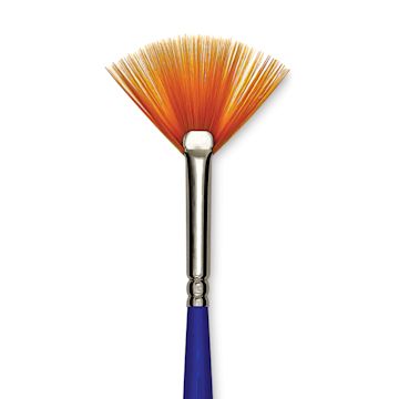 Open in modal - Blick Scholastic Short Handle Golden Taklon Brush - Fan, Short Handle, Size 2 close up