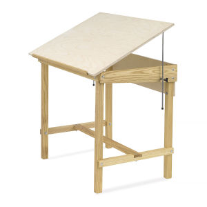 Fox Haase Four-Post Tilt-Top Table - Right angled view of Table with Top lifted to 45 degrees