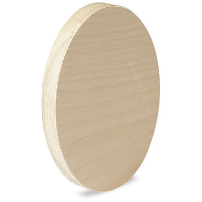 American Easel Wood Painting Panels - Angled view of Oval Panel, showing profile thickness