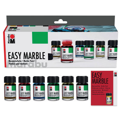 Marabu Easy Marble Paints - Starter Set (package and contents)