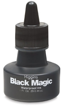 Higgins Waterproof Black Magic Ink - Front view of 1 oz bottle