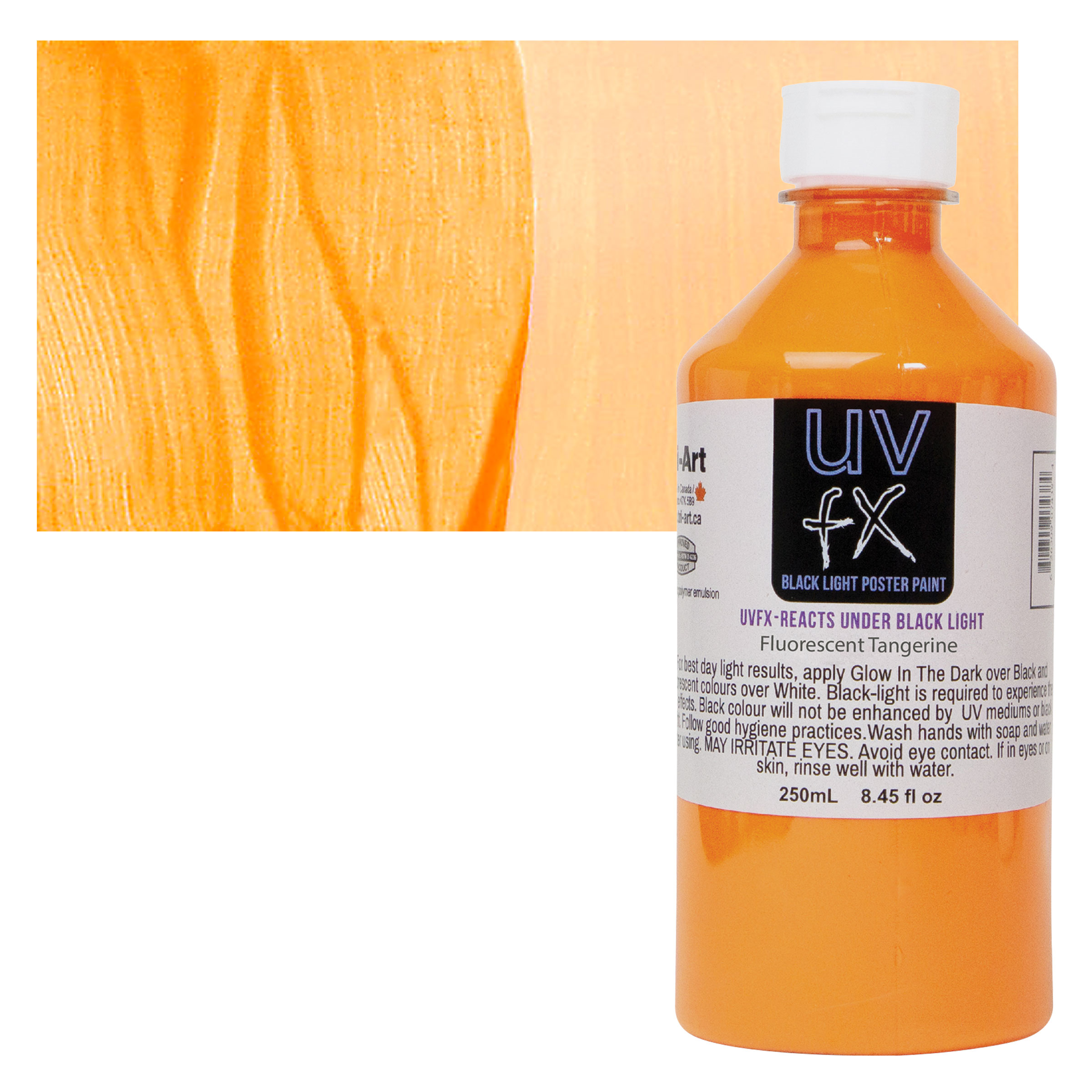 Tri-Art UVFX Black Light Poster Paint - Fluorescent Tangerine, 250 ml |  BLICK Art Materials, image size:2400x2400