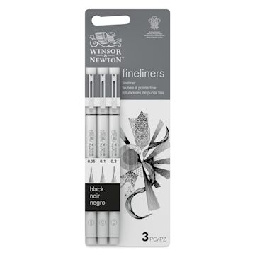 Open in modal - Winsor & Newton Fineliner - Black, Extra Fine, Set of 3, front of the packaging