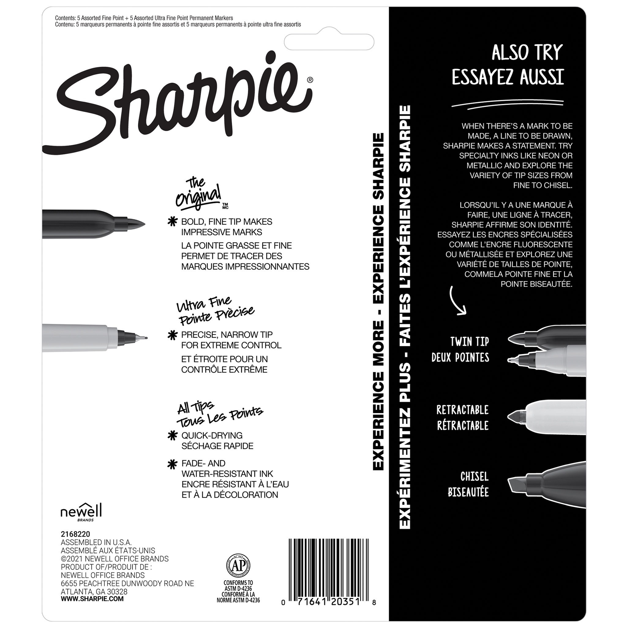 Sharpie Permanent Markers Fine and Ultra-Fine Variety Pack - Set of 10