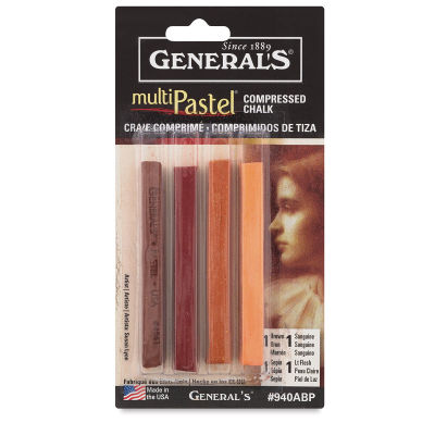 General's Compressed Pastel Chalk - Front of blister package of Earth and Flesh Tone Package
