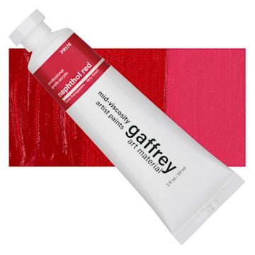 Open in modal - Gaffrey Art Material Standard Body Acrylic Paint - Naphthol Red, 59 ml tube and swatch