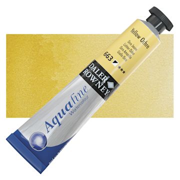 Open in modal - Daler-Rowney Aquafine Watercolor - Yellow Ochre, 8 ml, Tube and swatch