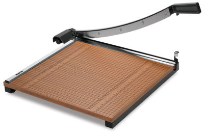 X-Acto Heavy-Duty Square Trimmer - Angled view of trimmer showing gradations and blade raised