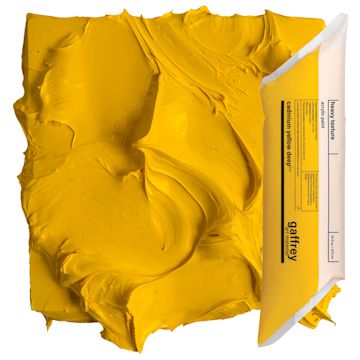Open in modal - Gaffrey Heavy Body Texture Acrylic Paint - Cadmium Yellow Deep Hue, 16 oz pouch and swatch