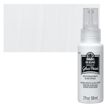Open in modal - FolkArt Murano Glass Paint - Opaque White, 2 oz bottle and swatch