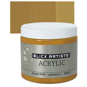 Open in modal - Blick Artists' Acrylic - Yellow Oxide, 16 oz jar and swatch
