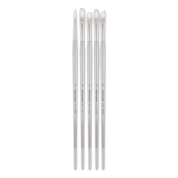 Open in modal - Silverwhite Soft Synthetic Brushes - Set of 5 Long Handle Plein Air Brushes upright