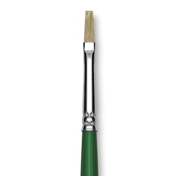 Open in modal - Blick Economy White Bristle Brush - Flat, Size 0 close up