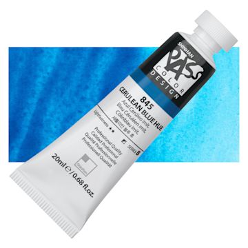 Open in modal - ShinHan Pass Colors Opaque Watercolor Tube - Cerulean Blue Hue, 20 ml tube and swatch