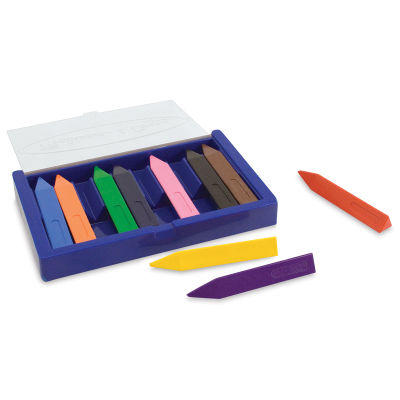 Melissa & Doug Triangular Crayons - Jumbo, Set of 10, Assorted Colors (Crayons in and out of case)